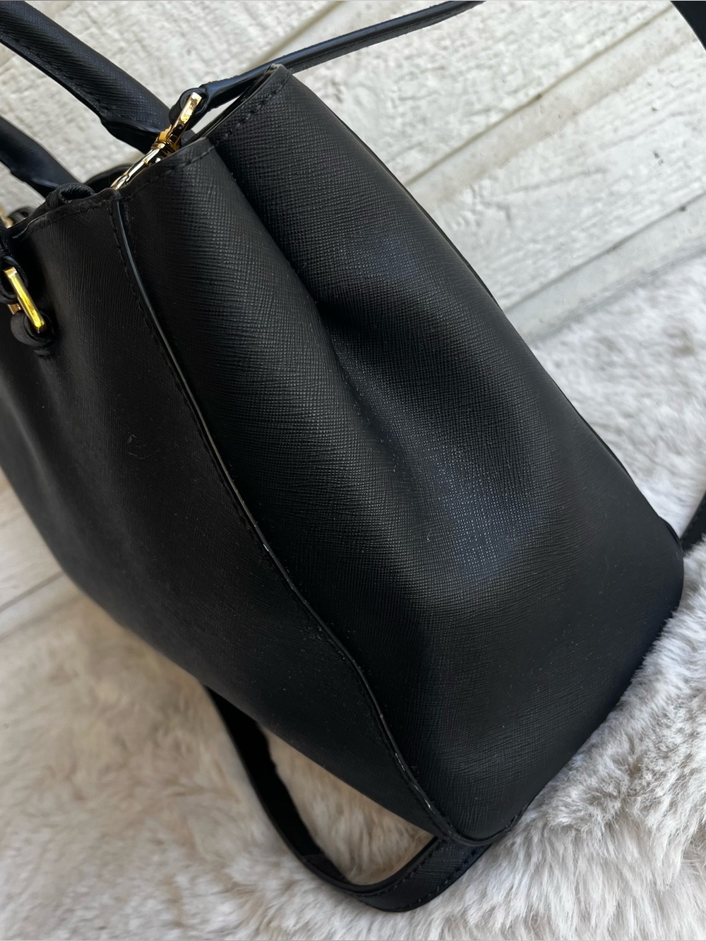MICHAEL KORS Black Leather Selma Raven Bedford Astor Satchel Tote Handbag - Picture 5 of 10